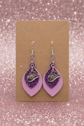 Lavender & Purple Glitter Western Cowgirl Hat Layered Earrings