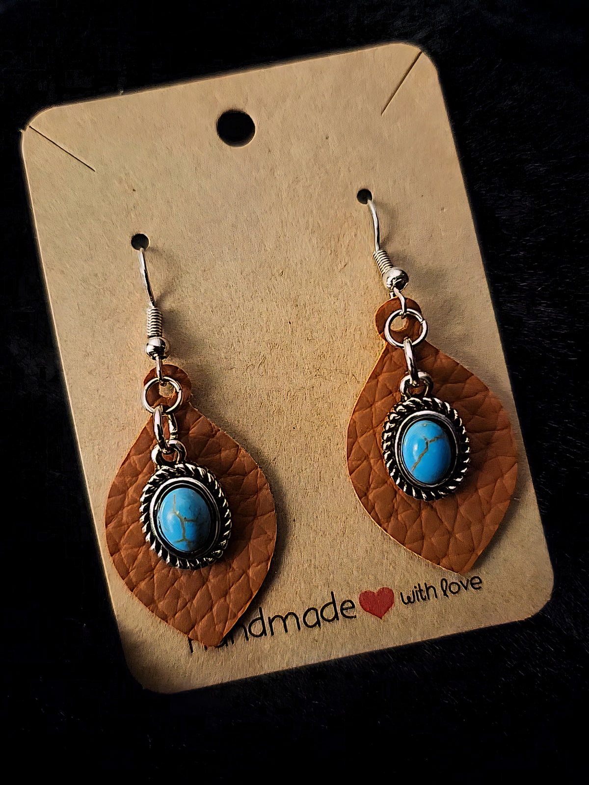 Teardrop earings w/turquoise stones