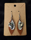 Western Cowboy Hat & Turquoise Accent Faux Leather Leaf Earrings