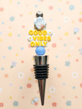 Good Vibes Only Beaded Wine Stopper, Boho Floral Bottle Stopper, Fun Retro Barware, Silicone Wine Plug, Unique Hostess Gift