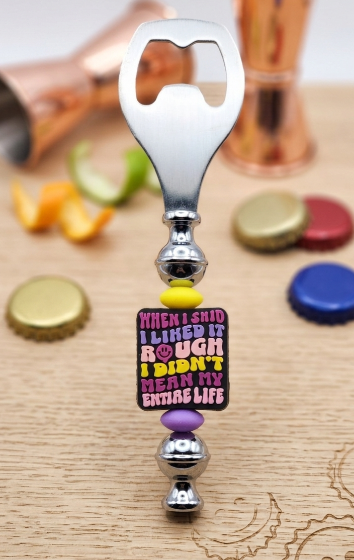 Funny Beaded Bottle Opener, Sarcastic Metal Bar Tool Novelty Gift, Unique Stocking Stuffer for Men & Women