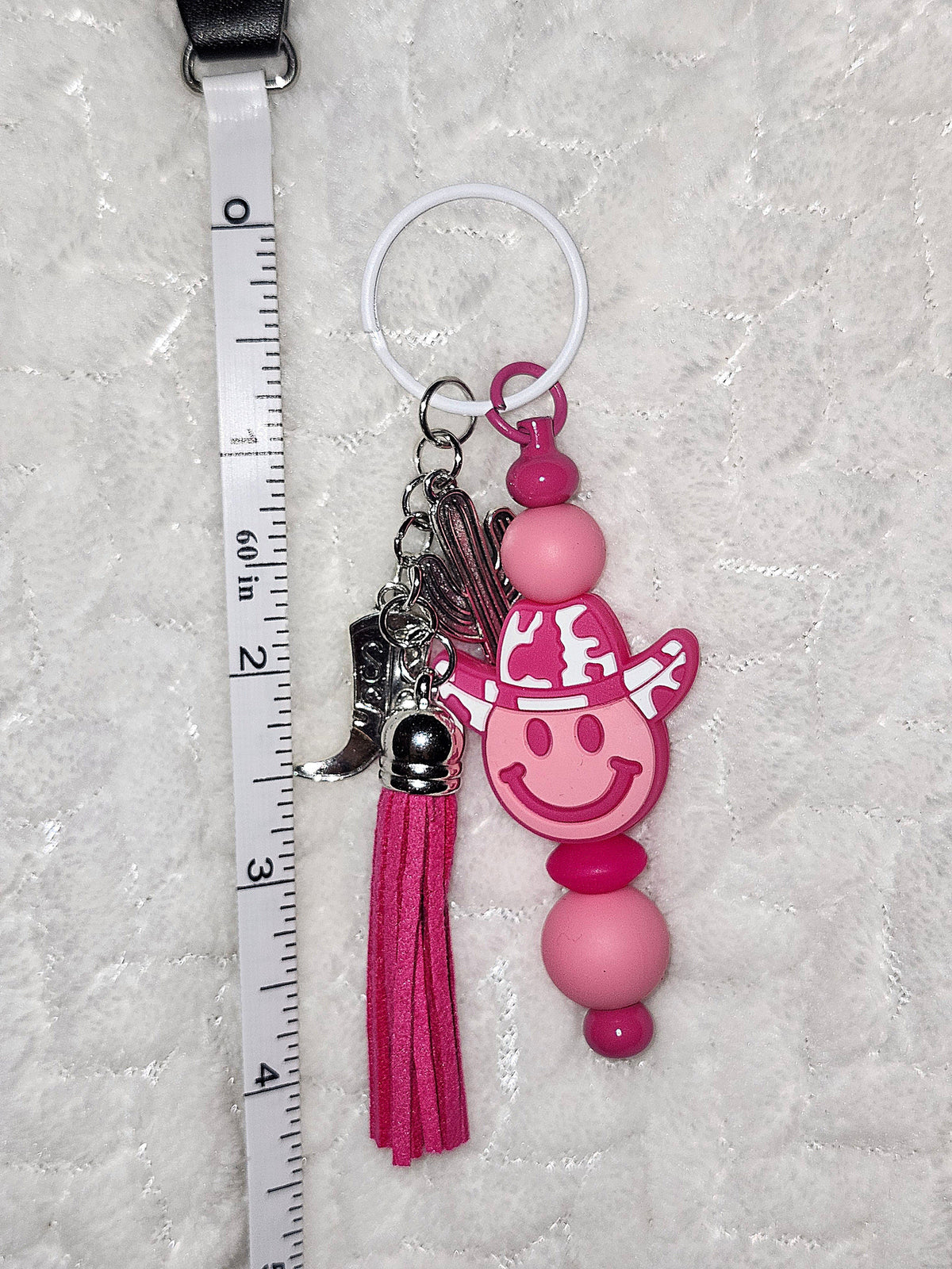 Pink Cowgirl Smiley Keychain 🤠💕 | Handmade