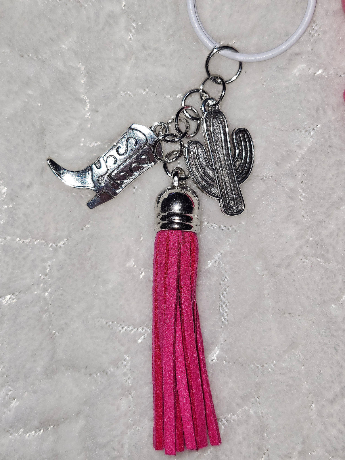 Pink Cowgirl Smiley Keychain 🤠💕 | Handmade