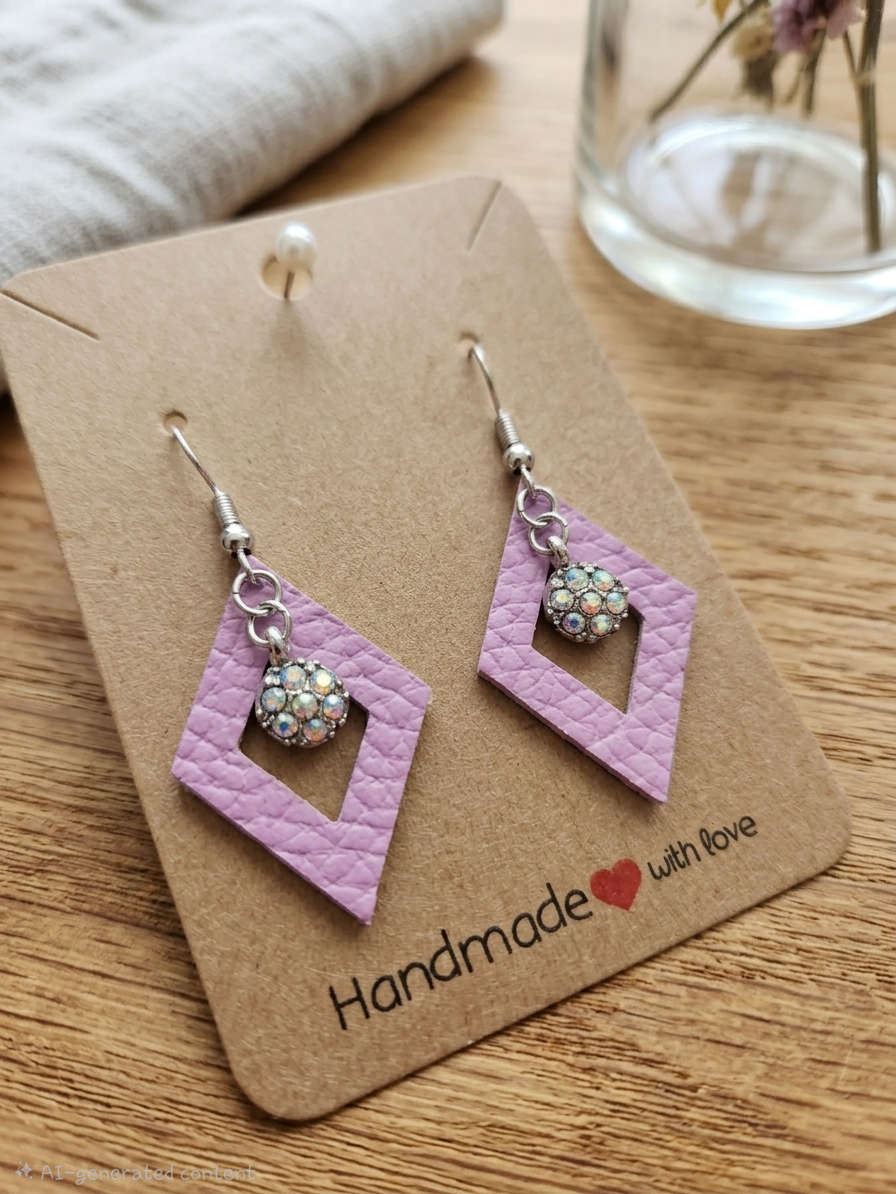 Spring Sparkle: Handmade Purple Diamond Drop Earrings!
