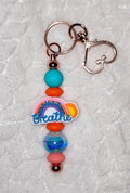 Just Breathe Rainbow Beaded Keychain | Rose Gold Heart Clip