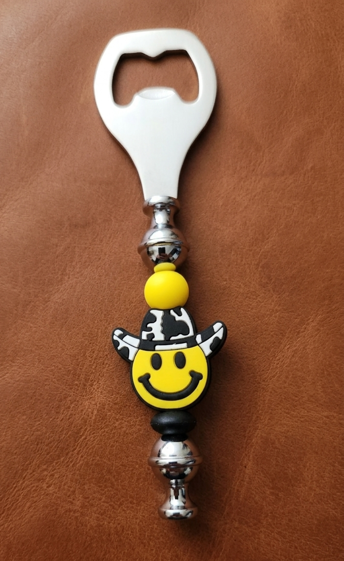 Howdy Smiley Beaded Bottle Opener | Western Cowboy Hat Bar Tool