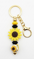 Sunflower Power Silicone Beaded Keychain Wristlet & Bag Charm