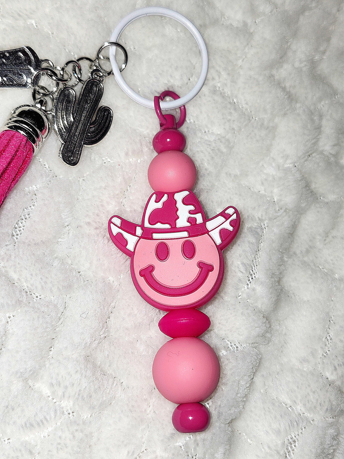 Pink Cowgirl Smiley Keychain 🤠💕 | Handmade